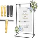 Wedding Welcome Sign Holder, 68"x31"x20" Welcome to Our Wedding Sign Adjustable Display Stand with 4 Leather Hanging Straps, Black Easel Stand Personalized for Valentine Bridal Shower Sign
