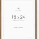 18x24 Poster Frame, Solid Oak 18 x 24 Poster Frames Matted to 16x20, 24x18 Natural Wooden Frame Horizontal or Vertical Wall Mounting, (Walnut Set of 1)