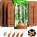 Bamboo Cutting Board for Kitchen, Wood Cutting Board Set with Holder & 4 Knives & Finger Guard, Charcuterie & Chopping Board with Juice Groove, Kitchen Gadgets, Brown