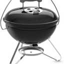 Weber Smokey Joe 14" Charcoal Grill Portable Compact Charcoal BBQ Kettle with TuckNCarry Lid Lock & Durable PorcelainEnameled Finish for Outdoor Cooking