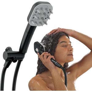 Delta VersaCurl Detangling Handheld Shower Head Tool for Curly Hair with 3 Curl Defining Brush Inserts Included, Detangler Brush Hand Shower with Hose, Matte Black 74B430BL