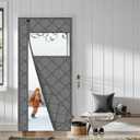 WochiTV Magnetic Thermal Door Curtain, 34 X 80 Inch Insulated Door Cover Thickened Waterproof Weatherproof Insulation Blanket with Visible Panels for Winter Side Opening Gray