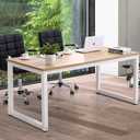 NSdirect Modern Computer Desk 63 Inch Large Office Desk, Writing Study Table for Home Office Desk Workstation Wide Metal Sturdy Frame Thicker Steel Legs, White, 63"L x 23.6"W x 29.5"H