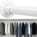 Upgraded Closet Rods for Hanging Clothes, 18 to 92 Inches Adjustable Heavy Duty Closet Rod, Metal Closet Poles, Easy to Install Closet Bar for Closet Wardrobes Laundry, Perfect for Closet Organizer (White)