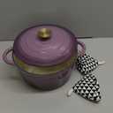 Vintage Style 4.5 Quart Dutch Oven Pot with Lid, Non Stick Enameled Cast Iron Dutch Oven for Bread Baking, Heavy-Duty, Oven Safe Ceramic Cookware Up to 500F for Baking, Braising, Stews, Roasting, Purple