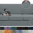 JIVINER 4 Pieces Couch Covers for 3 Cushion Couch Stretch Sofa Slipcover with 3 Seat Cushion Covers Thick Fitted Couch Cover for Pet Dogs Furniture Protector (Sofa, Light Gray)