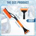Lasnten Orange 24'' Snow Brush and Ice Scraper for Car Windshield Set, 2 in 1 Detachable Snow Scraper with Soft Grip Handle and Additional Handhold, Multi-Functional Removal Tool for Car, Truck, SUV