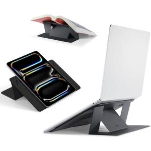 MOFT Invisible Laptop Stand for Desk, Stick-Free Tablet and Computer Stand with Dual-Angle, Foldable&Portable Laptop Riser Holder, Fits 13"+ Tablets & 15"+ Laptops, Jet Black (Non-Adhesive Version)