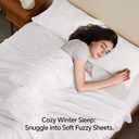 BEDELITE Flannel Sheets Queen Size Bright White - Super Soft Fleece Sheets Set Fluffy Extra Plush, 4 Piece(Include Fitted Sheet, Flat Sheet, 2 Pillowcases)