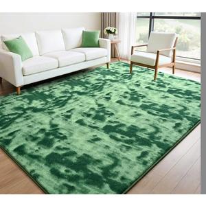 Lascpt 7x10 Area Rugs for Living Room,Soft Tie-Dyed Green Rug with Thicken Memory Foam, Large Carpet for Bedroom,Abstract Throw Rug for Girls Women Boys Kids Nursery Room Decor