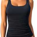 Aqua Eve Tankini Tops for Women Swimwear Top Only Tummy Control Bathing Suit Top No Bottom M