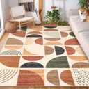 5x7 Area Rugs Washable,Boho Rugs for Living Room Bedroom Dining Room, Large Throw Floor Carpet Non Slip Soft Modern Abstract Bohemian Terracotta