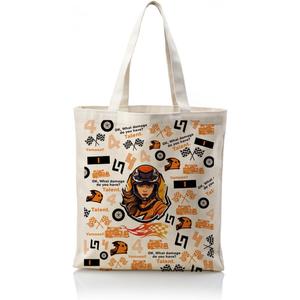 2 x WDSXWH Race Lover Gift, Racing Fans Canvas Tote Bag, Cartoon Lover Gift, Women Cotton Canva Bags, Tote Bag for Grocery, Shopping, Beach & Daily Use, Racing Game Gifts