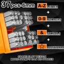 37-Piece Number and Letter Stamp Set 1/4 (6mm) (A-Z & 0-8 + Stars,use The 6 as a 9) CR-V Steel,Perfect for Most Stamping Applications