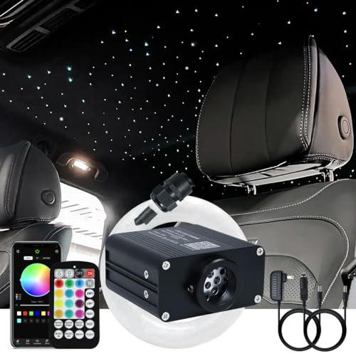 AKEPO 16W Small Size RGBW Twinkle Fiber Optic Lights kit, 200pcs 0.03in 9.8ft/3m Optical Fiber + APP Control+ Music Activated Starlight Headliner Kit for Car/Star Ceiling Light for Home