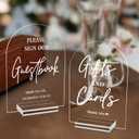 KOSKIMER 2pcs Clear Acrylic Wedding Signs for Ceremony and Reception, 5x7 Inch Modern Wedding Signage, Guest Book Sign, Cards and Gifts Sign for Wedding, Wedding Reception Signs with Holder (Set of 2)