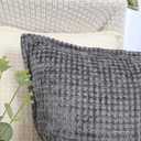 OYIMUA Set of 2 Decorative Chenille Checkered Throw Pillow Covers 18x18 Grey Neutral Farmhouse Vintage Cushion Covers Modern Boho Pillowcases for Sofa Couch Bedroom Living Room Home Decor