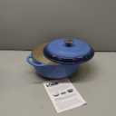 Lodge 6 Quart Enameled Cast Iron Dutch Oven with Lid  Dual Handles  Oven Safe up to 500 F or on Stovetop - Use to Marinate, Cook, Bake, Refrigerate and Serve  Blue