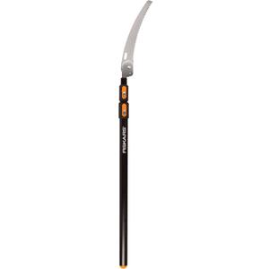 Fiskars Telescopic Pole Pruner (Extends from 3-feet to 8-feet), Hand Saw For Tree Cutting with 12-Inch Double-Grind Saw
