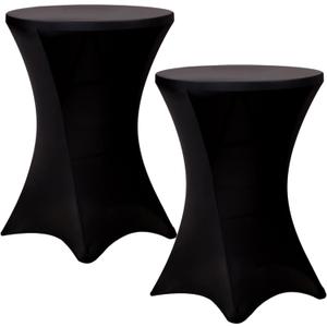 Fixwal Cocktail Table Covers, 2 Pack 32x43 Black Round Table Cover, Spandex Stretch Table Cloth for Party, Wedding, Birthday