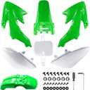 PRO BAT 7 PCs Plastic Fender Complete Kit w/Bolts for CRF50 CRF50F 125cc 150cc Pit Bike, White & Green