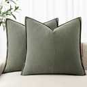 MIULEE Decorative Linen Pillow Covers 24x24 Inch Olive Green Boho Farmhouse Neutral Couch Throw Pillows for Bed Pack of 2 Accent Outdoor Pillowcase Modern Sofa Cushion Livingroom Home Decor