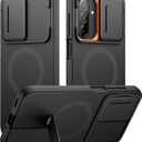 SURITCH for Samsung Galaxy A17/A26 5G Case, Compatible with MagSafe, Shockproof Bumper Cover Slim Magnetic Protective Cases with Camera Cover & Adjustable Metal Kickstand for Galaxy A17/A26 5G, Black