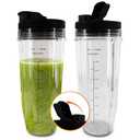 2 Pcs Ninja Cups for Blender 32Oz – Ninja Bullet Replacement Cups with Sip & Seal Lids – Fits BL480/BL450/480D, BN800/751/801/401, Auto IQ Series NN100/101/102, BL910 | SS101/151/401 | Twist-On Design