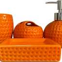 Bathroom Accessory Set Orange,4 Pieces Ceramic Bathroom Decor Accessories Complete Set,Includes Bathroom Soap Dispenser Set,Toothbrush Holder Set,Tumbler,Soap Dish