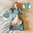 ZIGJOY Shark-Fin Transition Swaddle - 1.0 Tog Rayon Made from Bamboo Sleep Sack Transitional Swaddle Sack Baby Wearable Blanket with Zipper for All Seasons, Mint Green, 3-6 Months