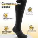 PULIOU Compression Socks for Women Men,20-30mmHg Graduated Circulation, for Nurses,Flying,Travel,Athletic,Running,2 pairs (Black, L)