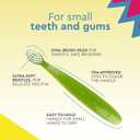 RADIUS Children's Toothbrush, Totz Brush, Extra Soft Bristles, Green/Coral/Yellow, BPA Free & ADA Accepted, Designed for Delicate Teeth & Gums for Children 18 Months & Up, Pack of 3