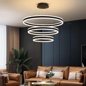 Chandeliers for Dining Room, Dimmable LED Pendant Light Dining Room,3000K-6000K with Remote Control Modern Chandelier (Ring 31in, Black)