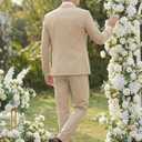 Men Suit 2 Piece Groomsmen Tuxedo Prom Blazer Slim Fit Suits Two Button Wedding Dress Jacket Pants Set with Tie (Beige, L)