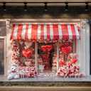 7X5ft Valentine's Day Backdrop Red Love Hearts Roses Valentines Store Party Decorations Photography Background Floral Windowsill Wedding Bridal Shower Party Supplies Photo Booth Props