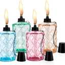 4 Pack Glass Table Top Torches,12 oz Citronella Torches for Outside with Wick and Cap, Refillable Flame Light Torch,Landscape Lanterns Torches for Garden Yard Patio Party Decor