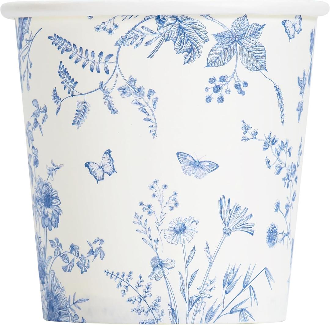 Crisky 150 Pack Paper Bathroom Cups 3oz Disposable Elegant Design Blue Floral Small Mouthwash Hot/Cold Beverage Coffee Dessert for Birthday Parties Home-use Picnics Ceremonies
