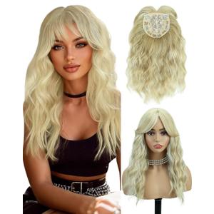 6"*6" Curly Wavy Blonde Synthetic Hair Topper with 5 Clips Wiglet for Women