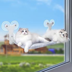 Artecare Foldable Cat Perch,Window Hammock with 6 Strong Suction Cups,Cordless Cat Bed,Reversible Cover with Breathable Mesh and Warm Soft Faux Fur, Suitable for Summer and Winter