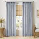 MIULEE Pinch Pleated Thick Linen Curtains 96 Inches Long 2 Panels for Living Room Bedroom, Memory Trained Pleat Drapes Light Filtering Light Blue Semi Sheer Window Curtains Hooks Rings Back Tab