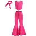 iTVTi Cowgirl Costume Girls Hot Pink Kids Disco Outfits Movie Dress up for Halloween Birthday Party Cosplay, 6-7 Years (Tag 130)