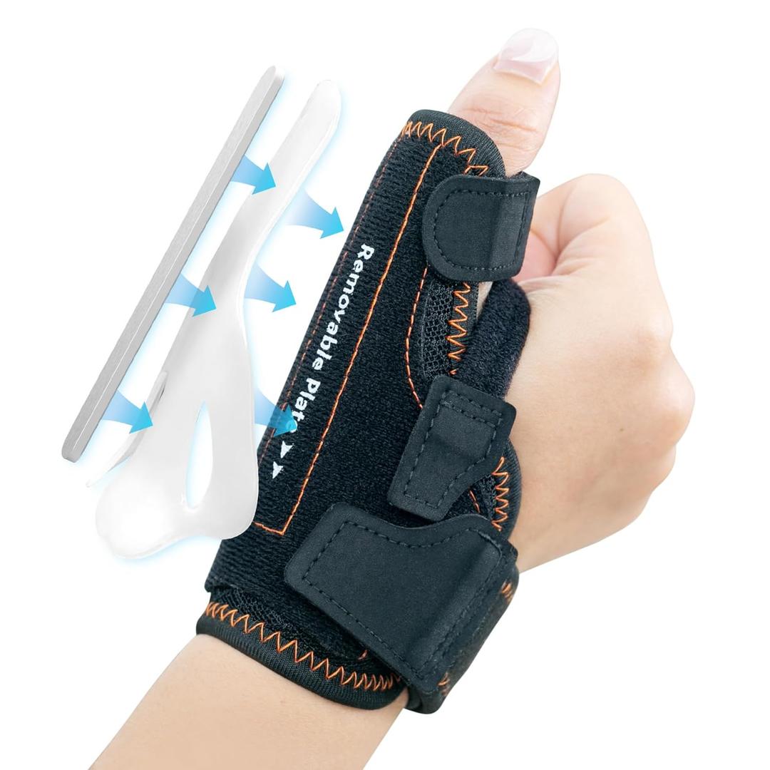 New Upgraded 2 in 1 Thumb Brace, Removable Thumb Spica Splint Left Right Hand with 3 Level Stability, Reversible Thumb Support for CMC, De Quervains Tendonitis, Trigger Thumb (S/M, Black)