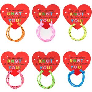 36 Pcs Valentines Bracelets with Cards, 6 Colors Friendship Bracelets Valentines Day Gifts for Students from Teacher Classroom Exchange Party Favors