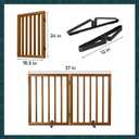 Semiocthome Dog Gate Indoor 2-Panel Freestanding Puppy Gates for The House with 2 Metal Stands 24" H Folding Wood Pet Gate for Stairs Doorway, Fully Assembled Safety Fence - Walnut, 24" Height - 3 Panels
