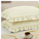 Ruffled Pillow Cases Set of 2, Beige Queen Pillow Shams Brushed Microfiber Edge Ruffled Soft Pillow Cover with Envelope Closure for Bedding Decor (20"x30")