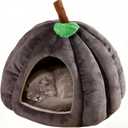 Cat Bed for Indoor Cats - Adorable Cozy Pumpkin Cat Cave with Removable Cushion, Super Soft Pet House Tent for Kittens & Small Pets, Warm & Washable Non-Slip Design(S 15 inch Grey)