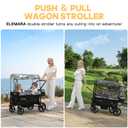 ELEMARA All-Terrain Stroller Wagon for 2 Kids, Foldable Kids Wagon Stroller Includes Removable Canopy, Mosquito net, Adjustable Push Pull Handle, Snack Tray & Cup Holders, Storage Basket, Black + White