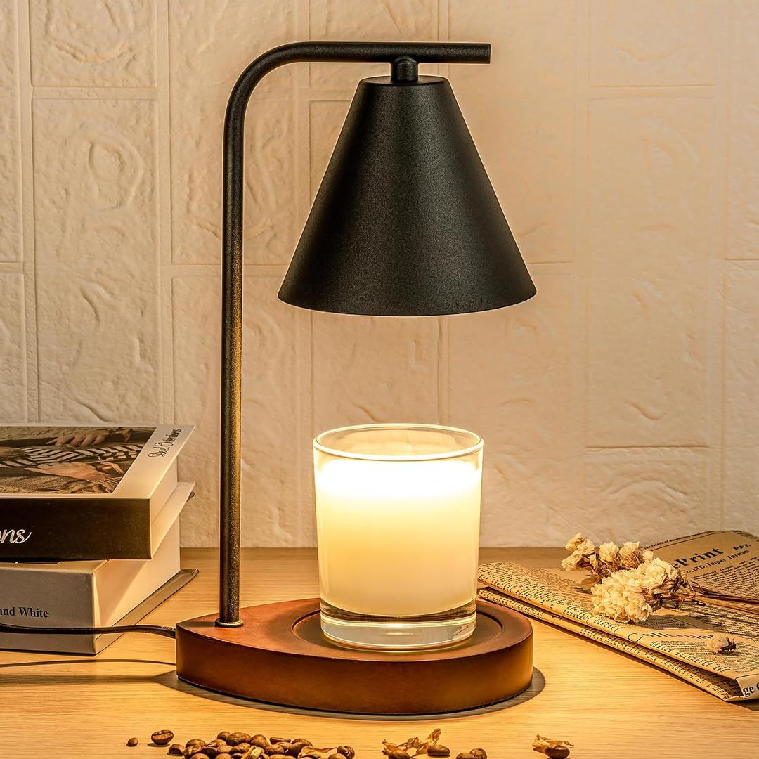 Black Candle Warmer Lamp with Timer, Fathers Day Candle Gifts for Dad Husband Him, House Warming Gifts New Home Decor Aesthetic Black, Electric Dimmable Wax Melt Warmer for Jar Candles