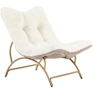 Tiita Accent Lazy Chair, Comfy Lounge Chair with Metal Frame and Plush Fabric, Spacious Seat Cozy Recliner Chair for Reading Room, Living Room, Bedroom, Office, Beige (Single)