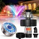 Pond Fountain Aerator, 1HP 110V 15000 GPH Stainless Steel Floating Pump w/ 100ft Cord – Aerator for Ponds, Lakes, Water Gardens (Black +Light)